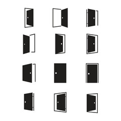 Open And Close Door Icon Set Vector Design.