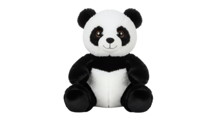 Plush panda bear radiates charming adorableness with fluffy, soft fur, creating a comforting, lovable, playful appearance.