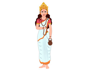 Illustration of Goddess Maa Brahmacharini for the second day of Navratri festival happy durga puja 