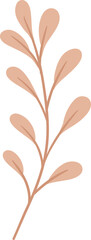 Minimalist Botanical Branch Illustration with Muted Peach Leaves. Simple Aesthetic Foliage Element. Flat Design Vector.