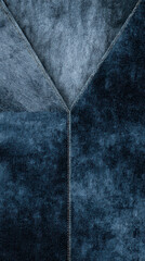 Naklejka premium Denim fabric with geometric cut lines and stitching detail