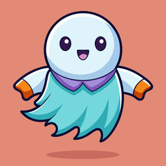 Cute cartoon ghost character with a friendly smile