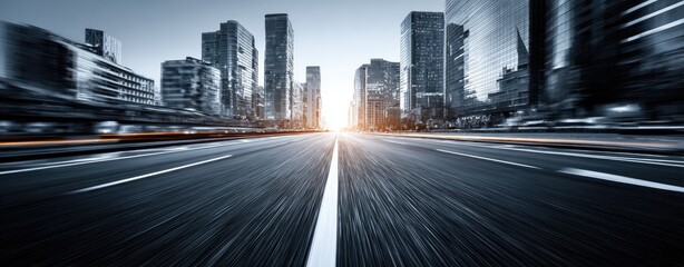 City street at dawn, motion blur