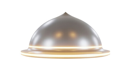A shiny, metallic dome with a pointed top and a glowing, circular band around its base.