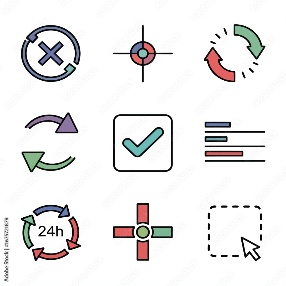 Fototapete collection of modern thin line vector icons for web and mobile applications, including symbols for u
