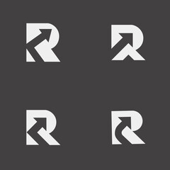 Set of modern simple creative R Growing logo designs