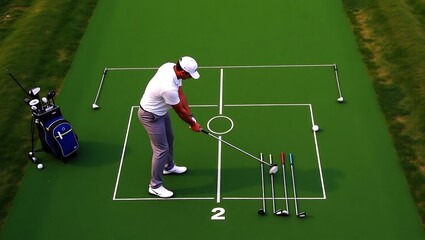 Professional Golfer Practicing Precision Putting on the Green