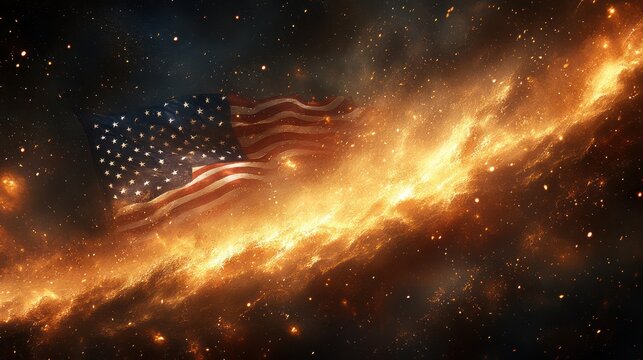 American flag burning