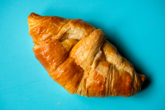 London UK, August 30 2025, Freshly Baked Butter Criossant Breakfast Pastry With No People