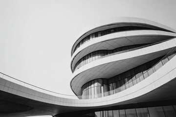 Fototapeta premium Modern, curved, minimalist architecture
