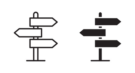 three arrow, way sign, road direction icon vector