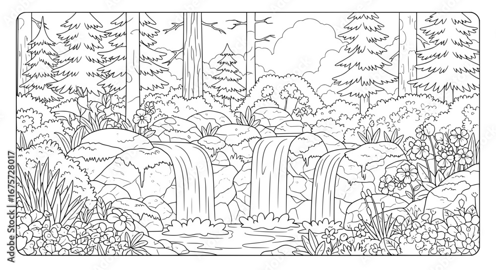 Poster seamless pattern of forest with transparent background
