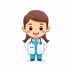 Fototapeta premium Adorable Cartoon Doctor Character with Stethoscope