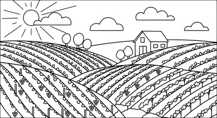 Fototapeta premium Farm landscape with transparent background