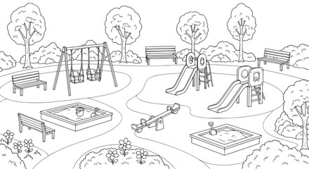 Children's playground with transparent background