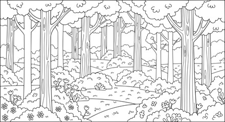 Obraz premium Forest scene with trees and foliage with transparent background