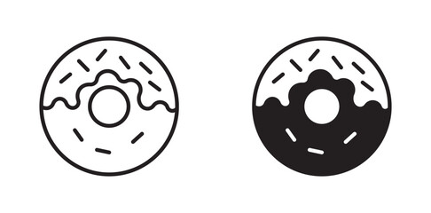 donut vector line and silhouette  icon set 
