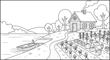 Naklejka premium House with garden and trees with transparent background