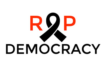 illustration of the death of democracy on a white background