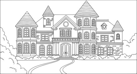 Obraz premium Large haunted mansion with transparent background