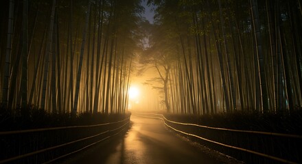 Beautiful scene of Steam locomotive surrounded in tropical jungle, shadows stretching long with stunning vibrant details captured in high quality