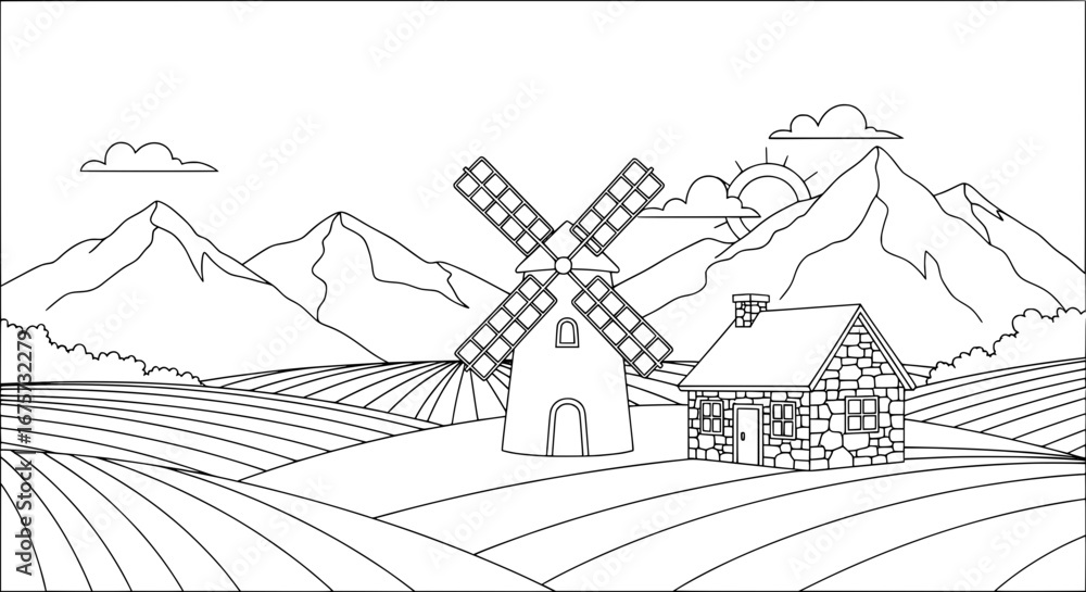 Poster windmill with transparent background