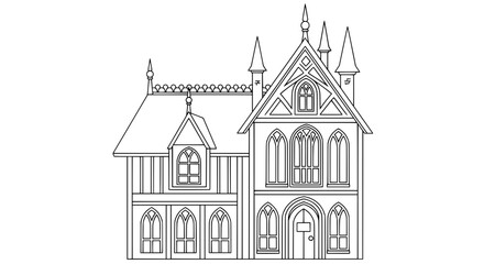 Fototapeta premium Victorian style mansion with transparent background