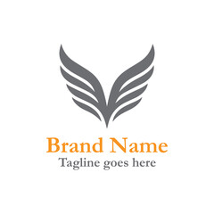 Abstract vector illustration of a business logo with a bird and wings. Fully vector file. Editable color.