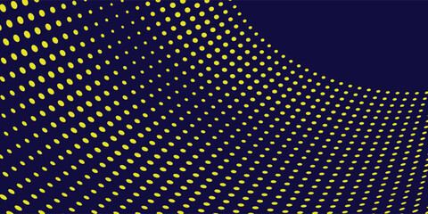 Yellow halftone on blue background. Vector dotted sparkles or halftone shine pattern texture Pop Art Style Background.