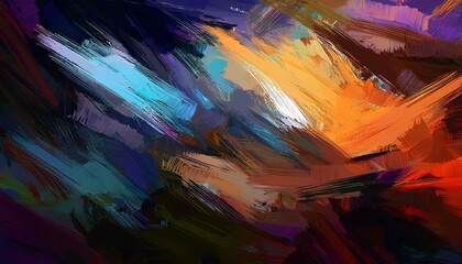 dark grunge background with irregular multicolored reflective brush strokes