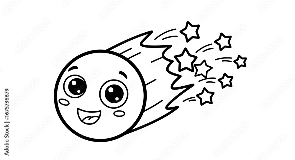 Poster cute animated meteor with transparent background