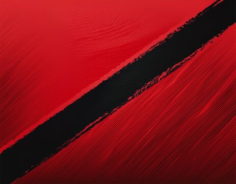 red background with diagonal black brush strokes dividing the space in half