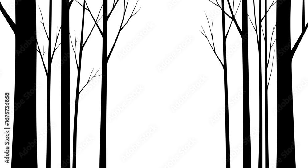 Poster black trees with transparent background