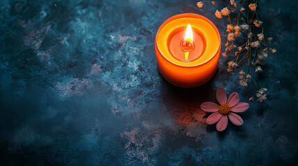 Holocaust memorial candle with single flower