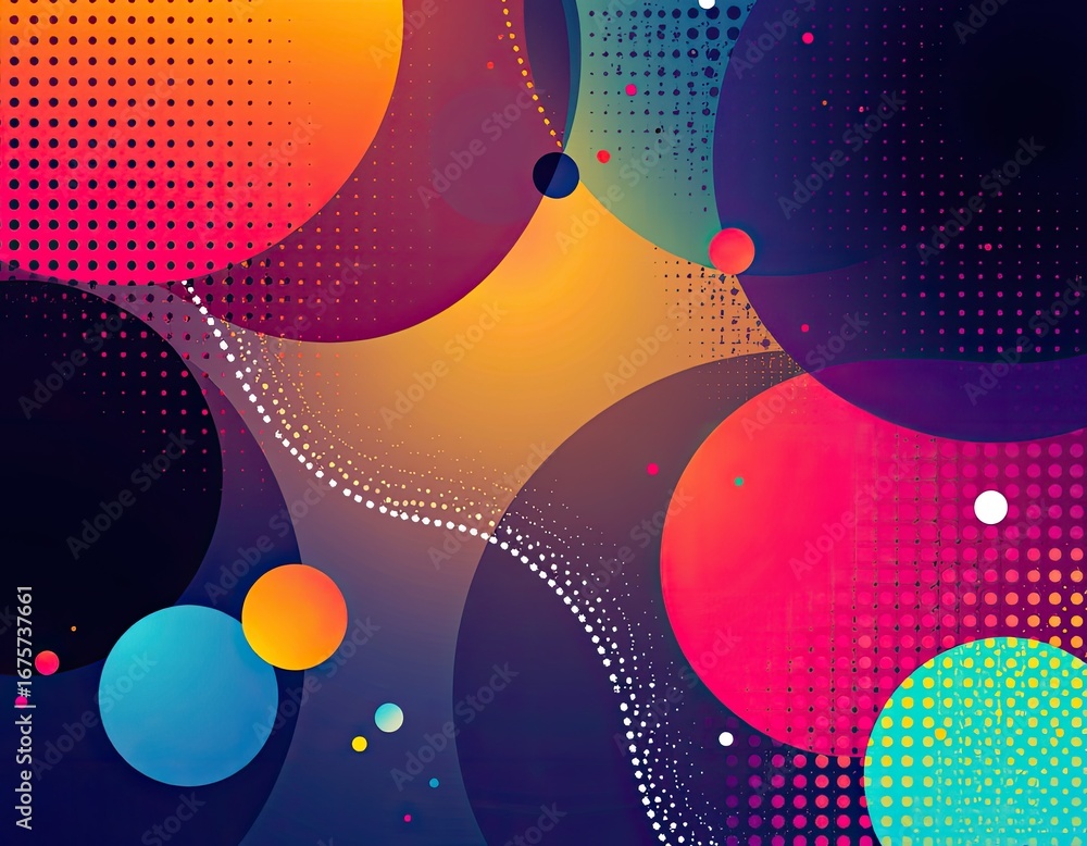 Aufkleber vibrant abstract background with colorful circles and gradient shapes in dynamic composition