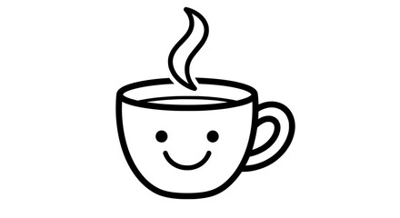 Smiling coffee mug with transparent background