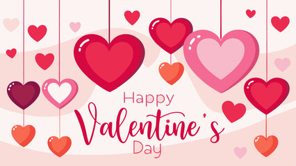 Happy valentine s day with hanging hearts