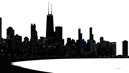 Fototapeta premium Silhouette of a city skyline at night