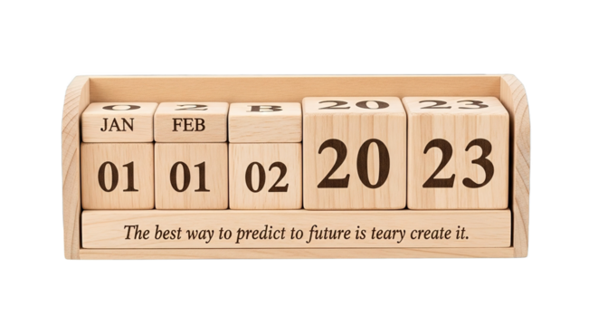 Wooden Perpetual Desk Calendar Block Quote Future