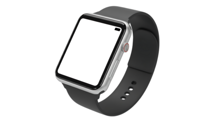 Modern Smartwatch with Blank Screen Appearing on Transparent Isolated Background
