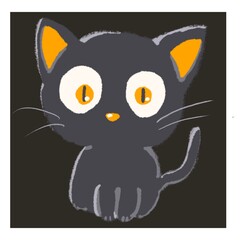 Black cat illustration for Halloween on black background