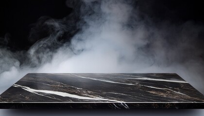 dark marble podest with fog in the background image for display purposes