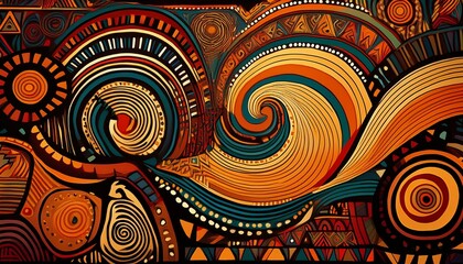 Fototapeta premium african folk art inspired abstract patterns as background