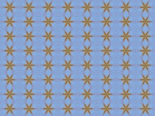Seamless pattern with star-shaped floral motifs on a blue background.