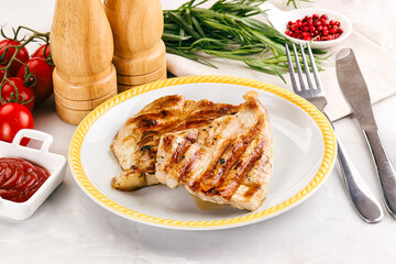 Grilled pork steak with sauce