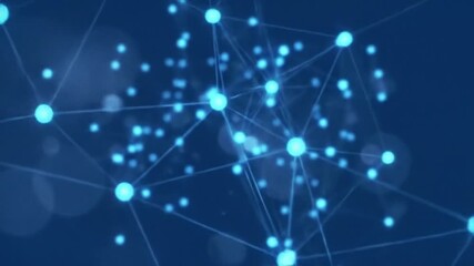 Dynamic network nodes pulsate with glowing light, suggesting digital connections and data flow, ideal for tech concepts. - Powered by Adobe