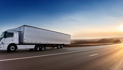 refrigerated truck on highway transporting perishables background with empty space for text