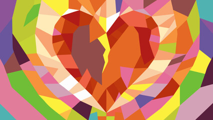 Abstract heart shape design in colorful geometric style  