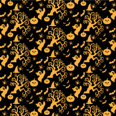 seamless pattern with halloween abstract shapes