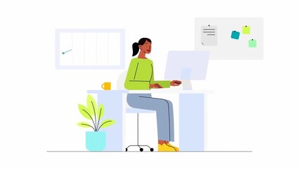 Businesswoman analyzing financial growth chart and project report in digital office animation - Powered by Adobe